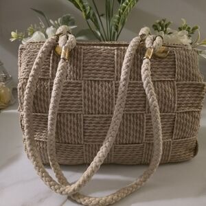 Chic Woven Beige Tote Bag Fiona Made In Italy